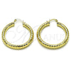 Oro Laminado Medium Hoop, Gold Filled Style Hollow Design, Diamond Cutting Finish, Golden Finish, 02.213.0309.40