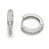 Sterling Silver Huggie Hoop, with White Cubic Zirconia, Polished, Rhodium Finish, 02.174.0050.15