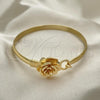 Oro Laminado Individual Bangle, Gold Filled Style Flower Design, Polished, Golden Finish, 07.192.0016.04