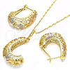 Oro Laminado Earring and Pendant Adult Set, Gold Filled Style Polished, Tricolor, 10.163.0005.1