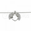 Sterling Silver Pendant Necklace, Heart and Star Design, with White Cubic Zirconia, Polished, Rhodium Finish, 04.336.0138.16