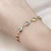 Oro Laminado Fancy Bracelet, Gold Filled Style Ladybug and Rolo Design, with Multicolor Cubic Zirconia, Polished, Golden Finish, 03.213.0195.07