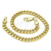 Oro Laminado Basic Bracelet, Gold Filled Style Miami Cuban Design, Polished, Golden Finish, 5.223.012.08