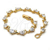 Oro Laminado Tennis Bracelet, Gold Filled Style Teardrop Design, with White Cubic Zirconia, Polished, Golden Finish, 03.213.0038.08