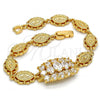 Oro Laminado Fancy Bracelet, Gold Filled Style with White Cubic Zirconia, Polished, Golden Finish, 03.221.0018.07