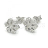 Sterling Silver Stud Earring, with White Micro Pave, Polished, Rhodium Finish, 02.336.0014