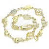 Oro Laminado Fancy Bracelet, Gold Filled Style Elephant and Heart Design, Polished, Golden Finish, 03.326.0016.07