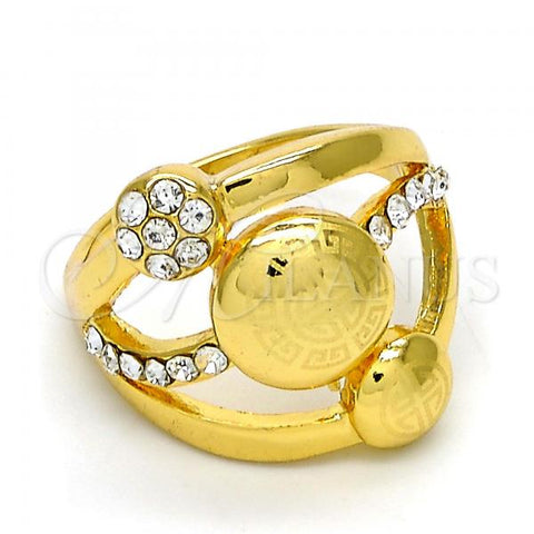 Oro Laminado Multi Stone Ring, Gold Filled Style with White Crystal, Polished, Golden Finish, 01.241.0050.09 (Size 9)