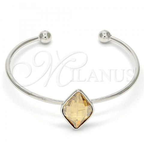 Rhodium Plated Individual Bangle, with Golden Shadow Swarovski Crystals, Polished, Rhodium Finish, 07.239.0006.1 (02 MM Thickness, One size fits all)