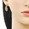 Oro Laminado Stud Earring, Gold Filled Style with White Cubic Zirconia, Polished, Golden Finish, 02.283.0290