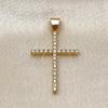 Oro Laminado Religious Pendant, Gold Filled Style Cross Design, with White Micro Pave, Polished, Golden Finish, 05.342.0057