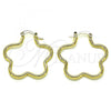 Oro Laminado Medium Hoop, Gold Filled Style Flower Design, Polished, Golden Finish, 02.213.0437.30