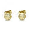 Oro Laminado Stud Earring, Gold Filled Style Diamond Cutting Finish, Golden Finish, 02.100.0119