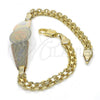 Oro Laminado ID Bracelet, Gold Filled Style Flower Design, Polished, Tricolor, 03.63.1919.1.08