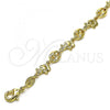 Oro Laminado Fancy Anklet, Gold Filled Style Elephant and Paperclip Design, Polished, Golden Finish, 03.326.0025.10