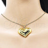 Oro Laminado Fancy Pendant, Gold Filled Style Heart and Hollow Design, Polished, Golden Finish, 05.368.0006