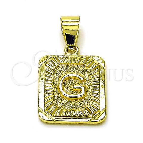 Oro Laminado Fancy Pendant, Gold Filled Style Initials Design, Diamond Cutting Finish, Golden Finish, 05.411.0049