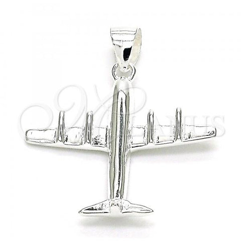 Sterling Silver Fancy Pendant, Airplane Design, Polished,, 05.398.0046