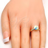 Oro Laminado Multi Stone Ring, Gold Filled Style with Aurore Boreale Swarovski Crystals, Polished, Golden Finish, 01.239.0009.9 (One size fits all)