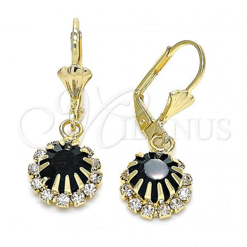 Oro Laminado Dangle Earring, Gold Filled Style with Green and White Crystal, Polished, Golden Finish, 02.122.0113.6