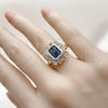 Oro Laminado Multi Stone Ring, Gold Filled Style Cluster Design, with Sapphire Blue and White Cubic Zirconia, Polished, Golden Finish, 01.196.0032.2