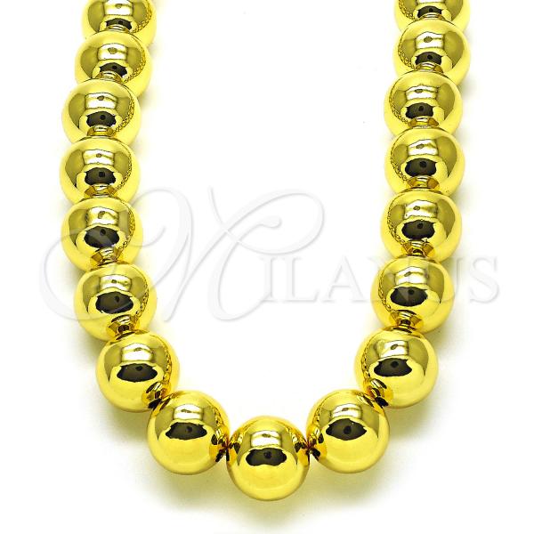 Oro Laminado Fancy Necklace, Gold Filled Style Ball and Hollow Design, Polished, Golden Finish, 04.341.0115.18