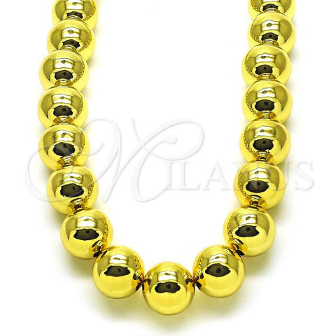 Oro Laminado Fancy Necklace, Gold Filled Style Ball and Hollow Design, Polished, Golden Finish, 04.341.0115.18