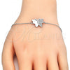 Sterling Silver Fancy Bracelet, Butterfly Design, with White Micro Pave, Polished, Rhodium Finish, 03.336.0040.07