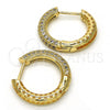 Oro Laminado Huggie Hoop, Gold Filled Style with White Micro Pave, Polished, Golden Finish, 02.264.0006.20