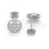 Sterling Silver Stud Earring, with White Cubic Zirconia, Polished, Rhodium Finish, 02.186.0106