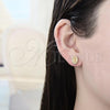 Oro Laminado Stud Earring, Gold Filled Style with White Micro Pave, Polished, Golden Finish, 02.156.0329