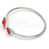 Rhodium Plated Individual Bangle, with Padparadscha Swarovski Crystals, Polished, Rhodium Finish, 07.239.0003.8 (03 MM Thickness, One size fits all)