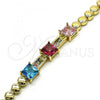 Oro Laminado Fancy Bracelet, Gold Filled Style with Multicolor Cubic Zirconia, Polished, Golden Finish, 03.283.0256.07