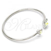 Rhodium Plated Individual Bangle, Flower Design, with Luminous Green Swarovski Crystals, Polished, Rhodium Finish, 07.239.0011.3 (02 MM Thickness, One size fits all)