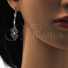 Rhodium Plated Long Earring, Leaf Design, with Amethyst and White Cubic Zirconia, Polished, Rhodium Finish, 02.205.0057.8