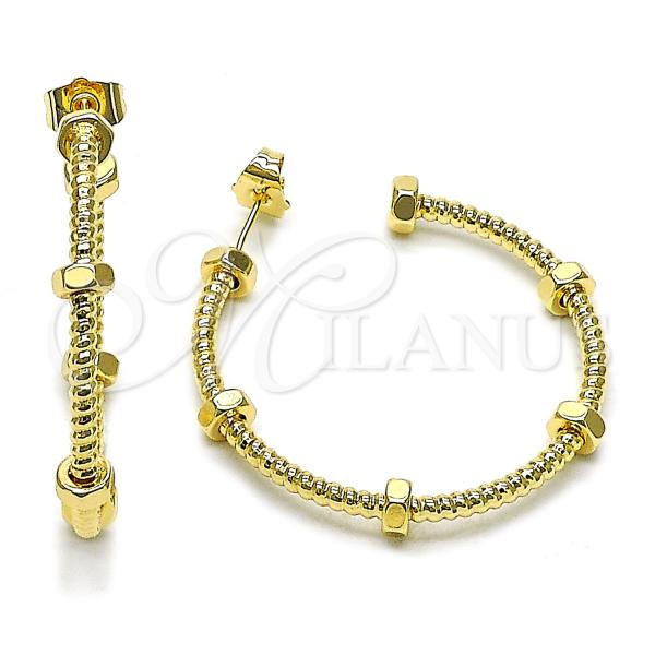 Oro Laminado Medium Hoop, Gold Filled Style Diamond Cutting Finish, Golden Finish, 02.428.0003.40