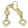 Oro Laminado Long Earring, Gold Filled Style with White Crystal, Polished, Golden Finish, 02.59.0130