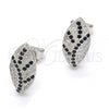 Sterling Silver Stud Earring, with Black and White Micro Pave, Polished, Rhodium Finish, 02.186.0076