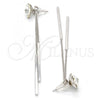 Rhodium Plated Long Earring, Flower Design, with Crystal Swarovski Crystals, Polished, Rhodium Finish, 02.239.0022