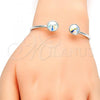 Rhodium Plated Individual Bangle, with Aurore Boreale Swarovski Crystals, Polished, Rhodium Finish, 07.239.0014.2 (03 MM Thickness, One size fits all)