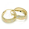 Oro Laminado Medium Hoop, Gold Filled Style Flower Design, Polished, Tricolor, 02.106.0002.1.30