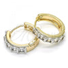 Oro Laminado Huggie Hoop, Gold Filled Style with White Cubic Zirconia, Polished, Two Tone, 02.210.0053.2.20