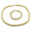 Oro Laminado Necklace and Bracelet, Gold Filled Style Ball Design, Polished, Golden Finish, 06.341.0007