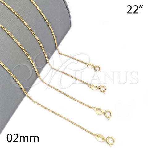 Oro Laminado Basic Necklace, Gold Filled Style Miami Cuban Design, Golden Finish, 04.09.0178.22