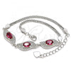 Sterling Silver Fancy Bracelet, with Ruby and White Cubic Zirconia, Polished, Rhodium Finish, 03.286.0014.2.07