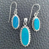Sterling Silver Earring and Pendant Adult Set, with Bermuda Blue Opal, Polished, Silver Finish, 10.391.0017