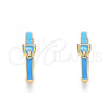 Oro Laminado Huggie Hoop, Gold Filled Style Belt Buckle Design, Blue Enamel Finish, Golden Finish, 02.213.0236.1.15