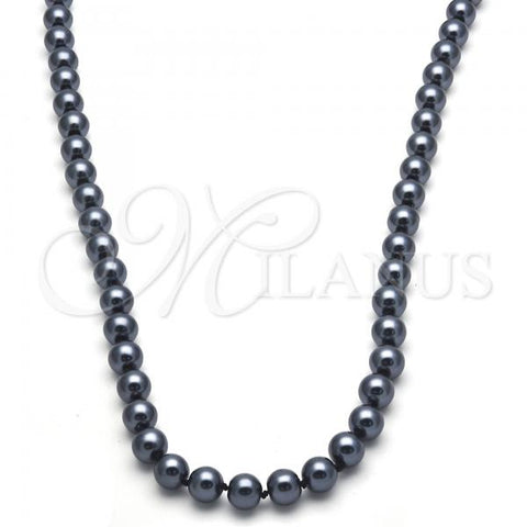 Oro Laminado Fancy Necklace, Gold Filled Style with Gray Pearl, Polished,, 04.321.0027.1.60