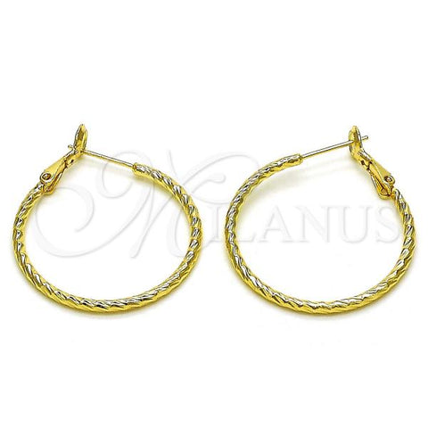 Oro Laminado Medium Hoop, Gold Filled Style Diamond Cutting Finish, Golden Finish, 02.93.0010.30