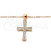 Sterling Silver Pendant Necklace, Cross Design, with White Micro Pave, Polished, Rose Gold Finish, 04.336.0115.1.16